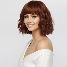 Short Wavy Copper Red Wigs for