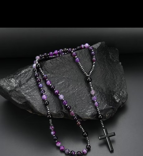 Rose mary beads - cross, necklace