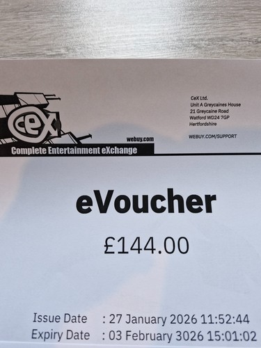 Cex 144 exchange evoucher - £144,