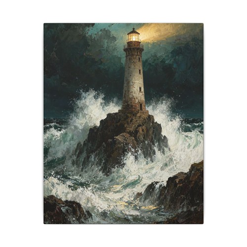 Stormy lighthouse canvas print - canvas,