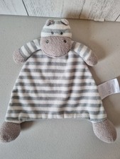 John Lewis Hippopotamus Hippo Baby  Comforter Soft Toy Grey Striped Blankie 