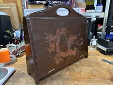 Vintage Folding Magazine/Vinyl Rack Carved Wood Palm Trees Sailing Boats