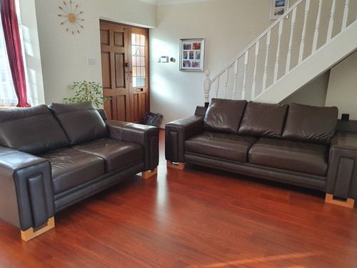 Modern brown leather sofa