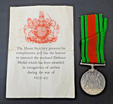 WW2 Home Front Defence Medal Home Guard-Civil Defence With Original Certificate