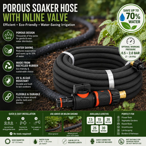 Porous soaker hose pipe with - porous,