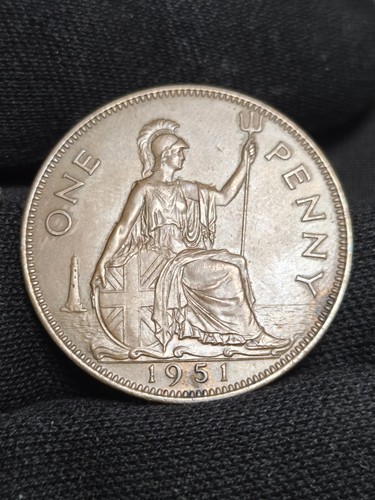 1951 george one penny coin - george,