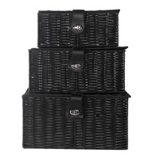 Storage Baskets Set of 3 Lid &