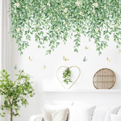 Green leaves flower wall - leaves,