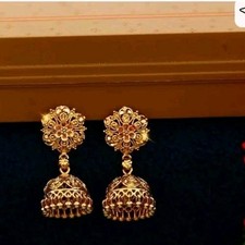New Gold Plated Earring Indian Jhumka Drop Dangle Chandelier Bollywood Jewelry