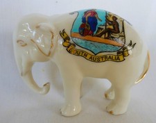 Swan Crested China Gilded Elephant Figure, South Australia
