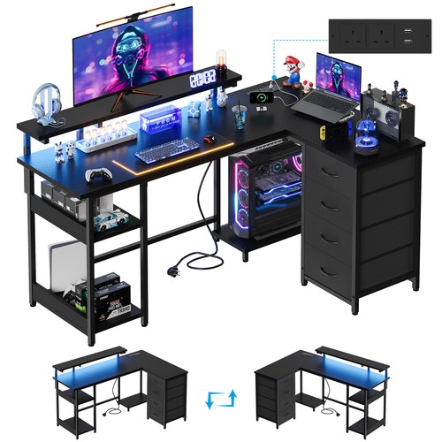 Shaped gaming desk - l, led