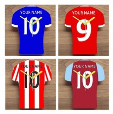 Quartz Clock, Football Shirt, Your Team Colours, Your Choice Of Name & Number