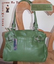 Beautiful TIGNANELLO Emerald Green Shoulder Bag Genuine Leather Generous NEW