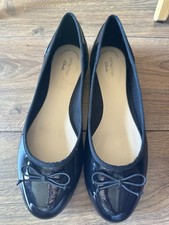 Clarks Womens Couture Bloom Black Patent Ballet Pumps Dolly Shoes Uk 7.5E Wide