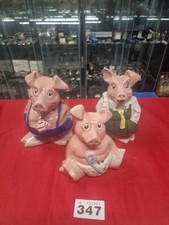 Lot of 3 Wade Natwest Pigs w/ 2 Original Stoppers Collectable Piggy Banks