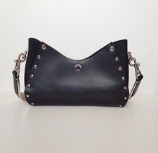 Genuine Le Tanneur Black Real Leather Bag Silver Stud Detail Made In France