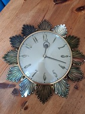 Vintage Metamec Metal Sunburst/Sunray Retro Wall Clock Mid Century MCM