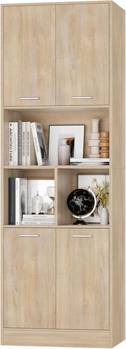 Tall bookcase oak - bookcase,