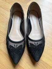 Black Mesh Pointed Toe Flats