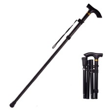 folding walking cane stick adjustable rubber ferrule lightweight wrist strap