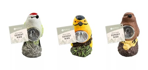 Pack of3 cement bird statues - pack,