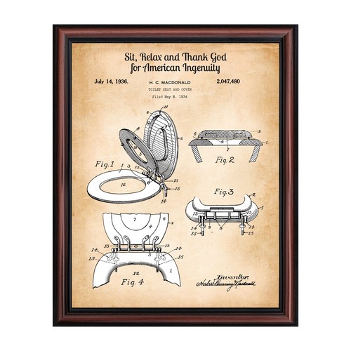 Vintage toilet seat - vintage, framed