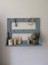 ANTIQUE VINTAGE FRENCH WOODEN PAINTED COUNTRY COAT HOOKS CHIPPY DISTRESSED WALL