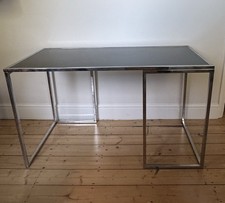 Vintage Designer Glass And Chrome Desk / Table - Antique 120 X 60 X 72 Height