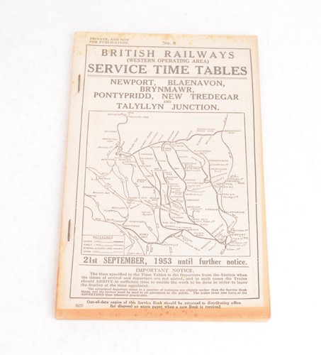 Railway working timetable - working, br