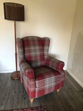 NEXT Versatile Check Stirling Red Sherlock Highback  Reclining footrest Armchair