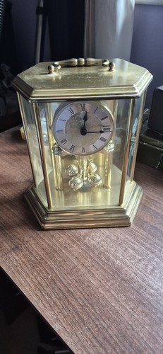 Brass effect clock - brass, battery