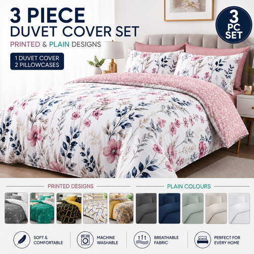 Reversible floral duvet cover - reversible,