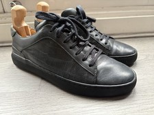 Russell & Bromley Clear Run Men’s Black Leather Crocodile Trainers - Size UK 7