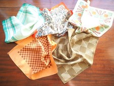 1930s 1940s Handkerchiefs Crafting Trim Vintage Art Deco Silk Rayon Hankies Lot