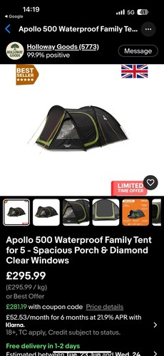 Vango apollo 500 family tent - apollo,