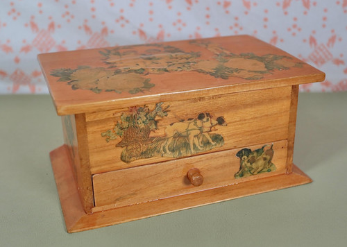 Vintage decoupage trinket box - decoupage,
