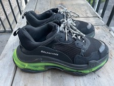 Authentic Balenciaga Men's Triple S Trainers Black/Green Transparent Sole UK 9