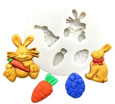 Rabbit/bunny carrot silicone icing mould for cakes fondant or chocolate
