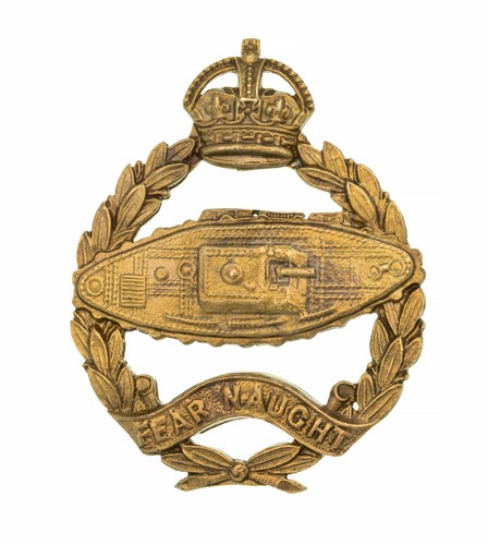 Tank corps cap badge brass - tank,