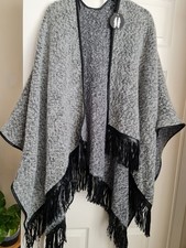 WOMENS FREE SIZE  GREY TASSEL WRAP CAPE FROM PRIMARK