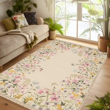 Flowers Rug, Boho Flowers Art