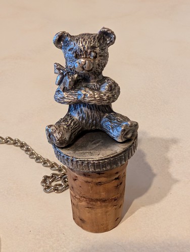 Pewter wine bottle stopper - pewter,