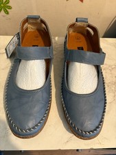 PAVERS Loretta Comfort Mary Jane Leather Shoes Denim Blue - Size UK 7, EU 40 NEW
