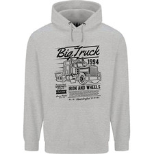 HGV Driver Big Truck Lorry Mens 80% Cotton Hoodie