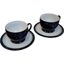 Denby Baroque Tea Cup & Saucer Set Handcrafted Microwave Dishwasher Safe