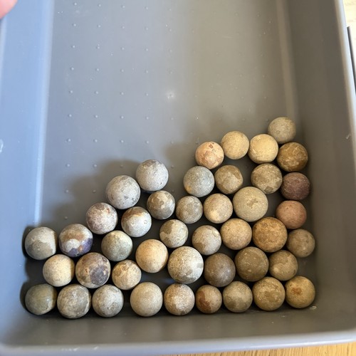 Vintage clay stone marbles set - vintage,