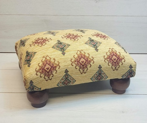 Vintage tapestry footstool low - vintage,