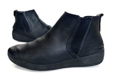 LADIES FITFLOP  'SUPERCHELSEA' Black Leather Ankle Boots UK 6.5 Fab