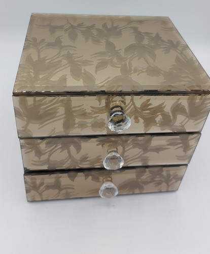 Etched floral mirrored glass - floral,