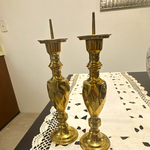 Pair vintage solid brass - vintage,